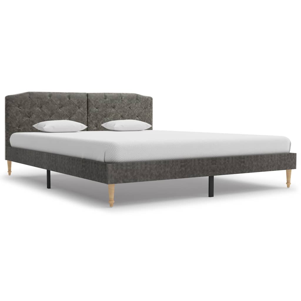 Cadre de lit Gris foncé Tissu 150x200 cm