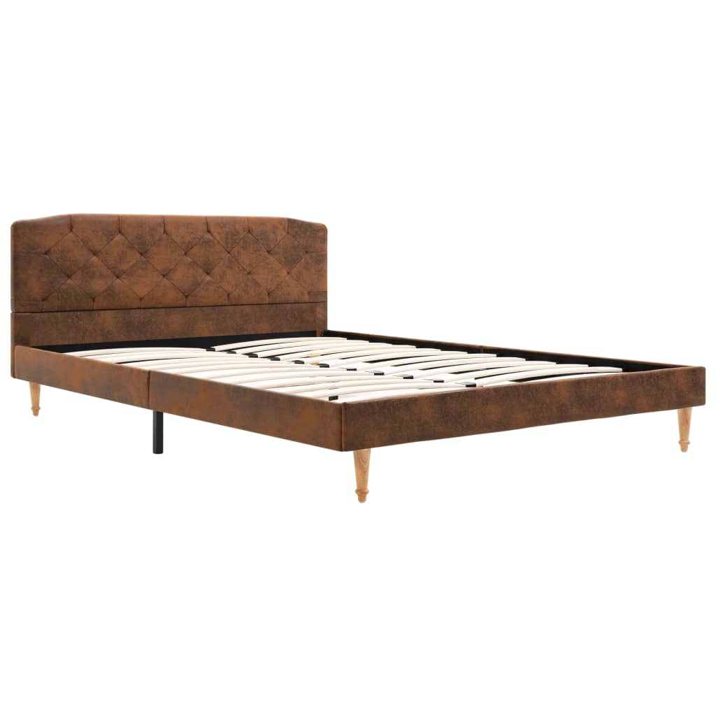 

vidaXL Bedframe kunstsuède bruin 135x190 cm