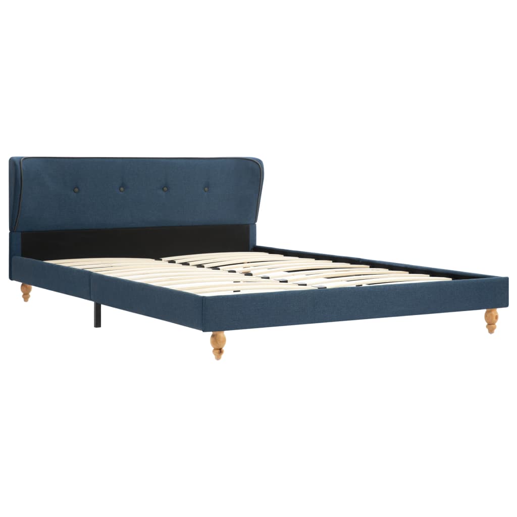 280706 vidaXL Bed Frame Blue Fabric 135x190 cm (UK/NO/IE/FI/DE/FR/NL only)