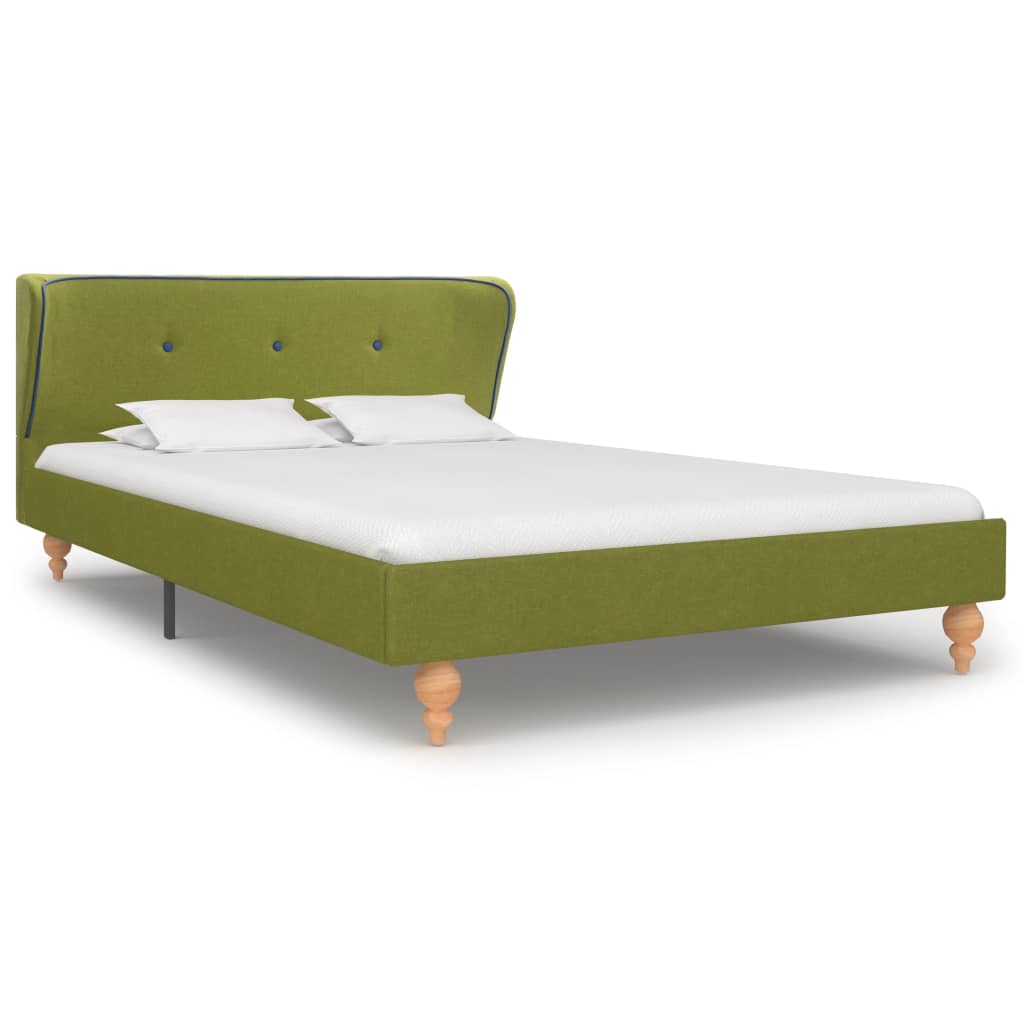 280709 vidaXL Bed Frame Green Fabric 120×190 cm (UK/NO/IE/FI/DE/FR/NL only)