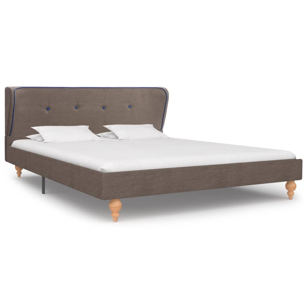 280714 vidaXL Bed Frame Taupe Fabric 135×190 cm (UK/NO/IE/FI/DE/FR/NL only)