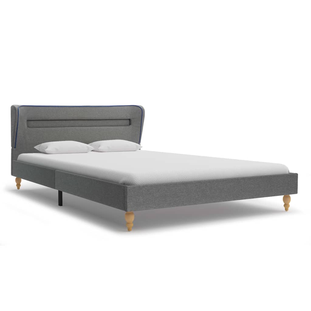 vidaXL Bed Frame with LED Light Grey Fabric 135x190 cm 4FT6 Double