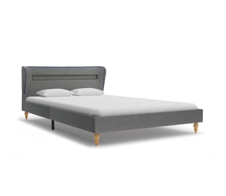 vidaXL Bed Frame with LED Light Grey Fabric 135x190 cm 4FT6 Double