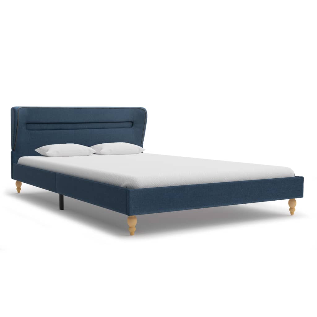 vidaXL Bed Frame with LED Blue Fabric 135x190 cm 4FT6 Double