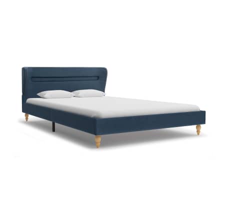 vidaXL Bed Frame with LED Blue Fabric 135x190 cm 4FT6 Double