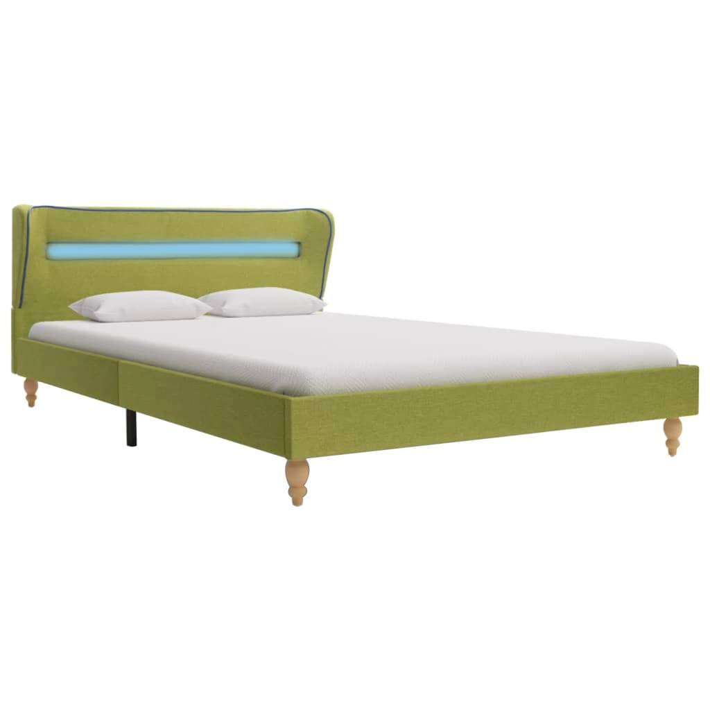 

vidaXL Bedframe met LED stof groen 135x190 cm