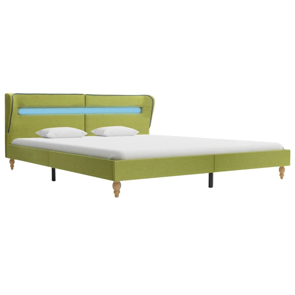 

vidaXL Bedframe met LED stof groen 150x200 cm