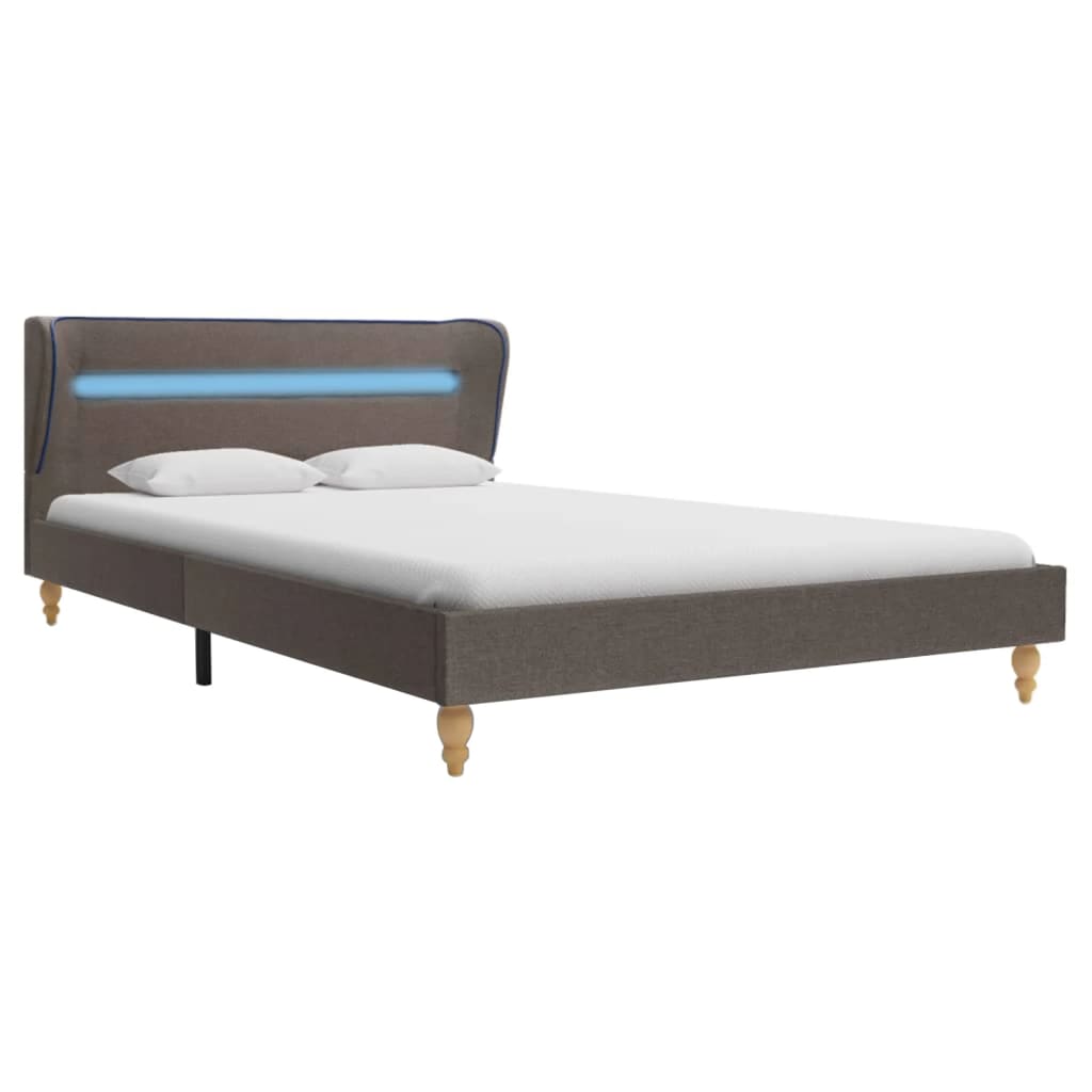 vidaXL Bed Frame with LED Taupe Fabric 120x190 cm 4FT Small Double