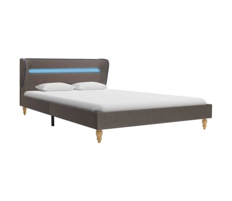 vidaXL Bed Frame with LED Taupe Fabric 120x190 cm 4FT Small Double