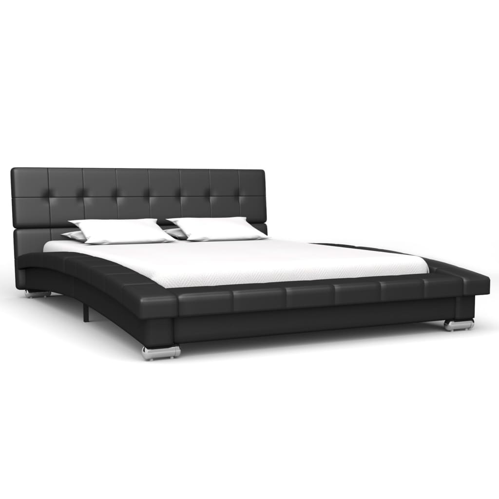 280742 vidaXL Bed Frame Black Faux Leather 120×190 cm (UK/NO/IE/FI/DE/FR/NL only)