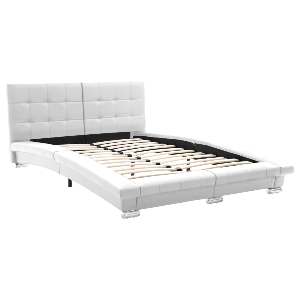 

vidaXL Bedframe kunstleer wit 135x190 cm