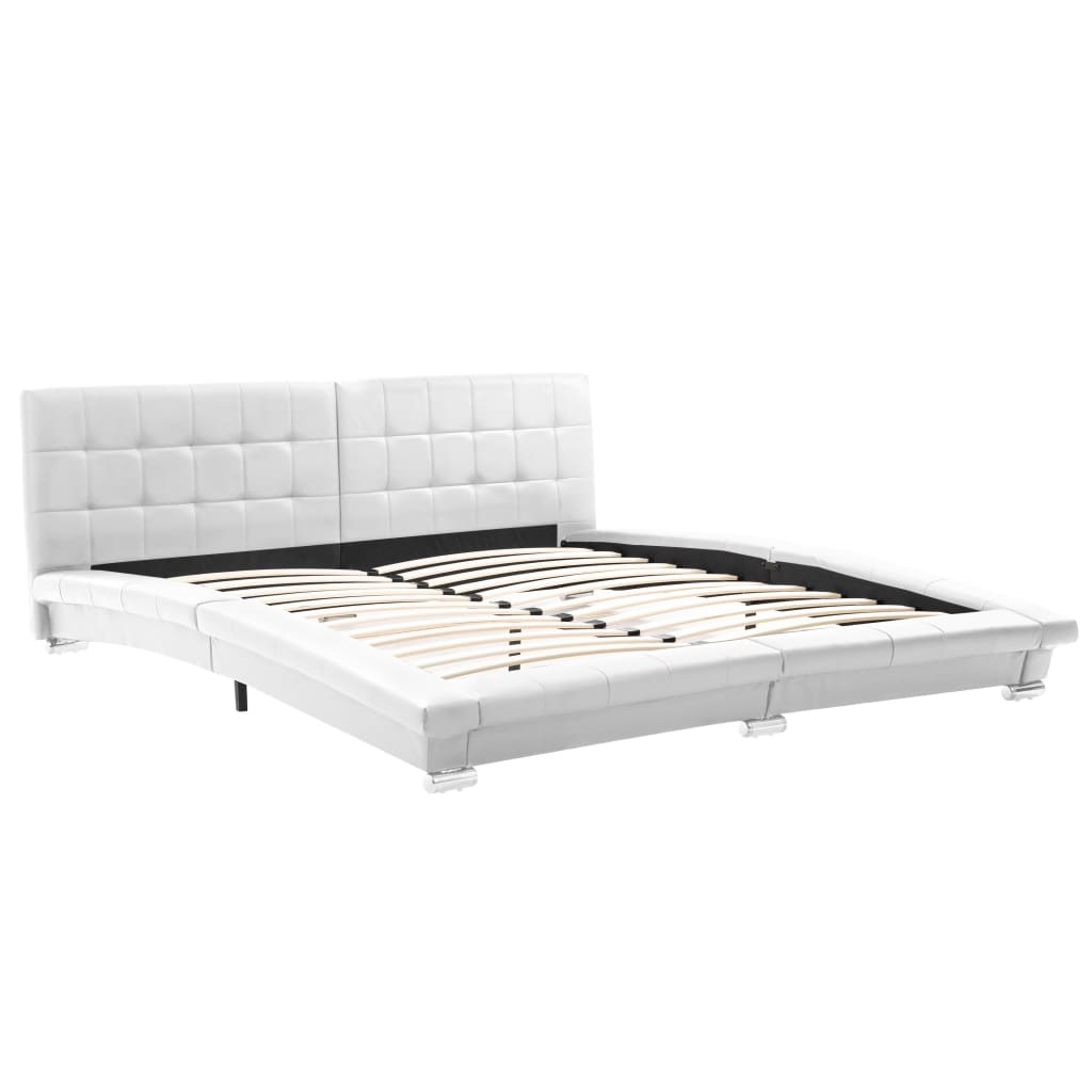 vidaXL Bed Frame White Faux Leather 180x200 cm 6FT Super King
