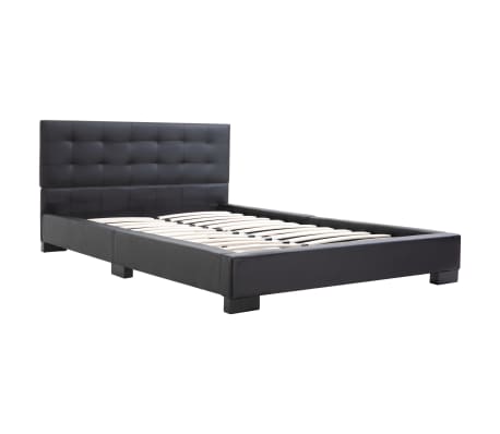 vidaXL Bed Frame Black Faux Leather 120x190 cm 4FT Small Double