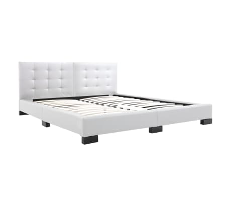 vidaXL Bed Frame White Faux Leather 150x200 cm 5FT King Size