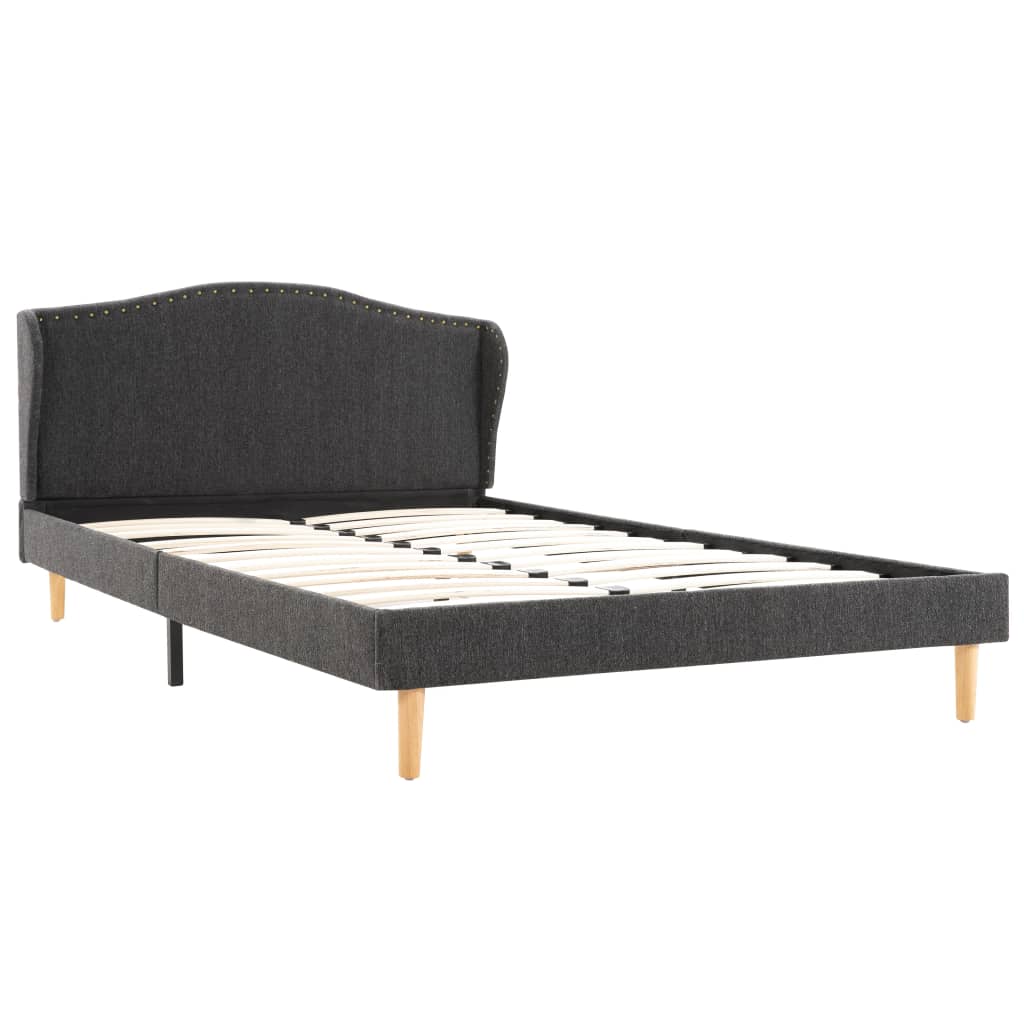 vidaXL Bed Frame Dark Grey Fabric 135x190 cm Double