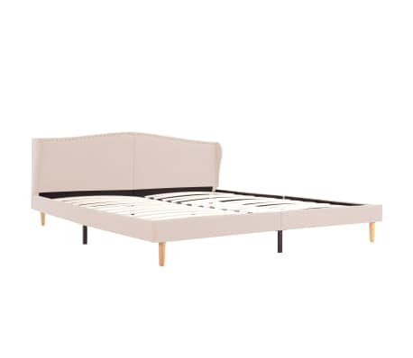 vidaXL Bed Frame Beige Fabric 150x200 cm 5FT King Size