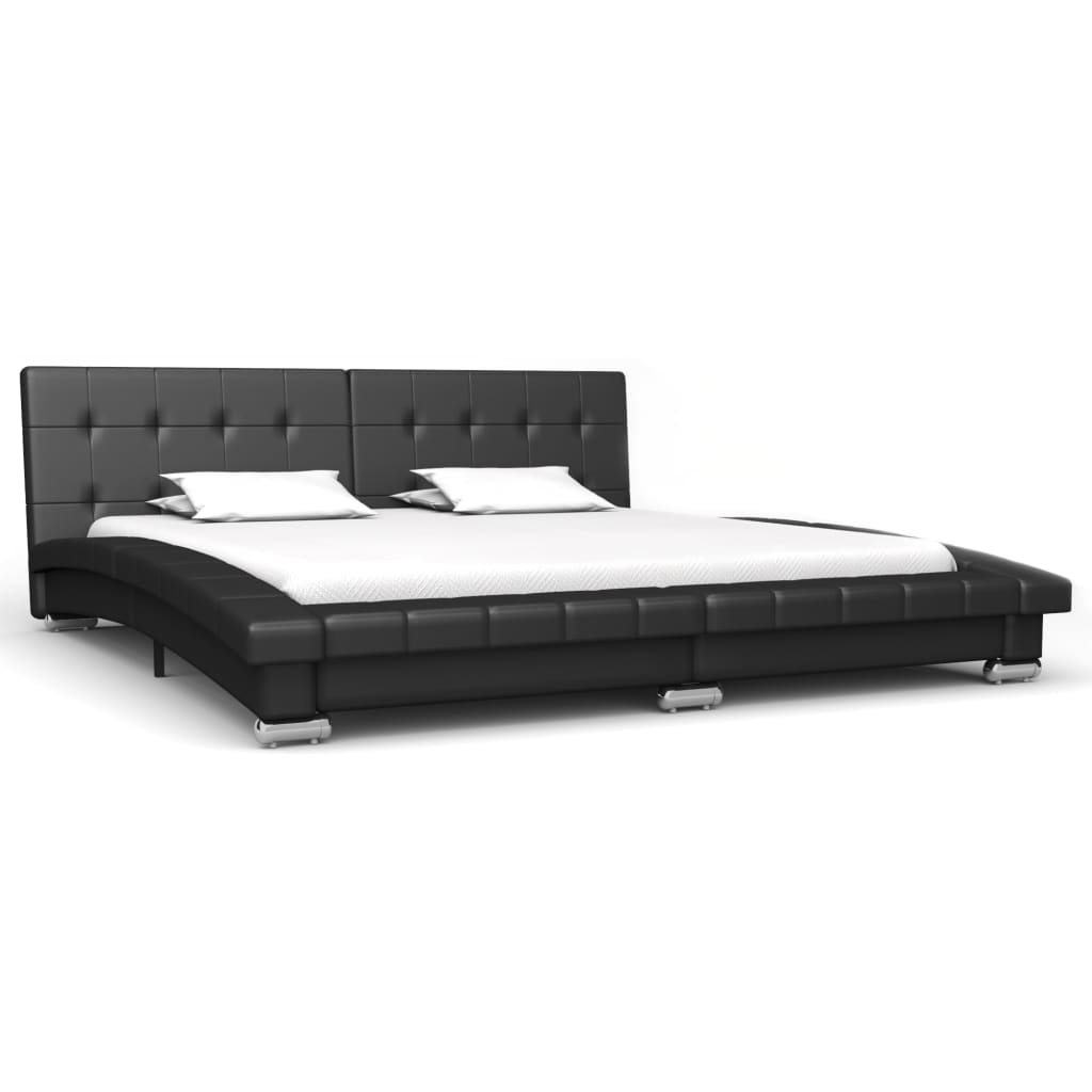 Bed Frame Black Faux Leather 153x203 cm  Queen