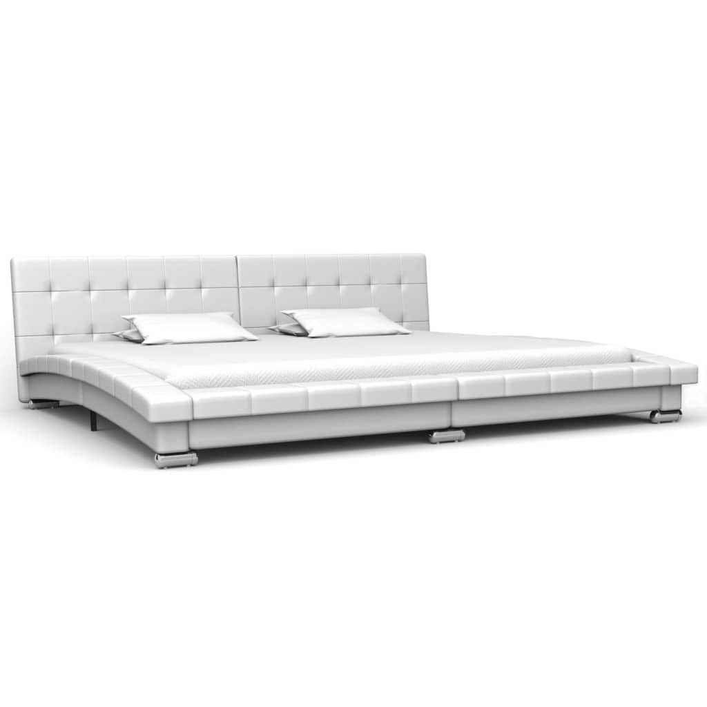 Bed Frame White Faux Leather 183x203 cm  King