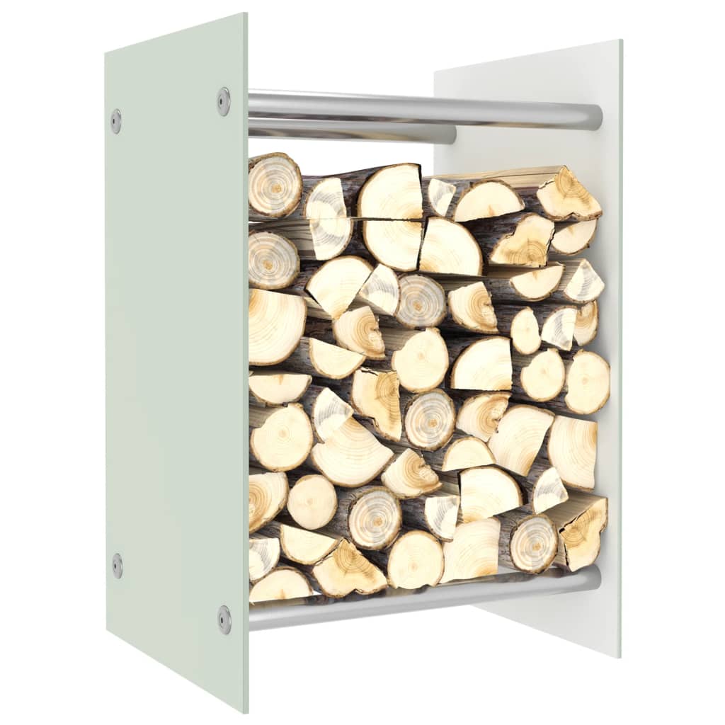 vidaXL Rastel lemne de foc, alb, 40 x 35 x 60 cm, sticlă vidaXL