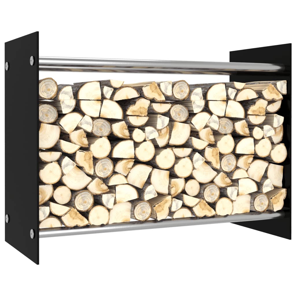 vidaXL Rastel lemne de foc, negru, 80 x 35 x 60 cm, sticlă vidaXL