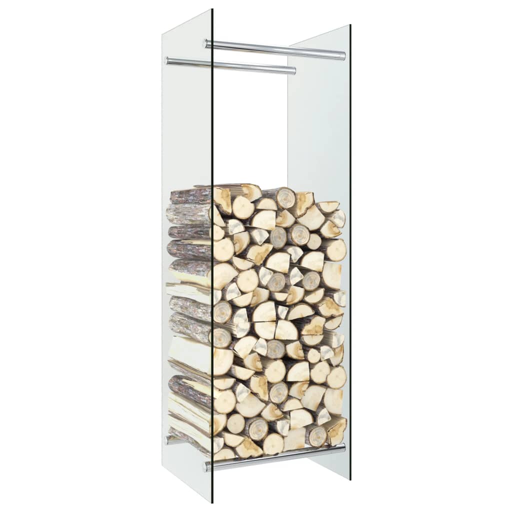 vidaXL Rastel pentru lemne de foc, transparent, 40 x 35 x 120 cm, oțel vidaxl.ro