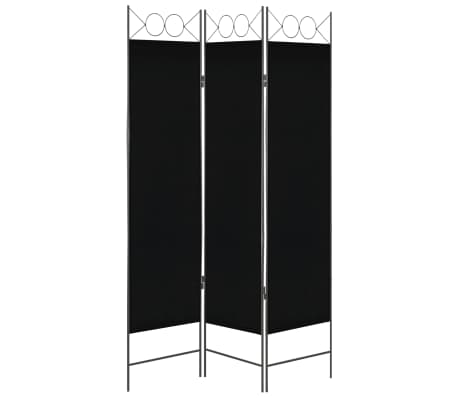 vidaXL 3-Panel Room Divider Black 120x180 cm