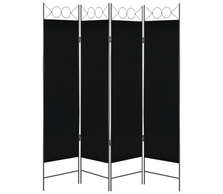 vidaXL 4-Panel Room Divider Black 160x180 cm