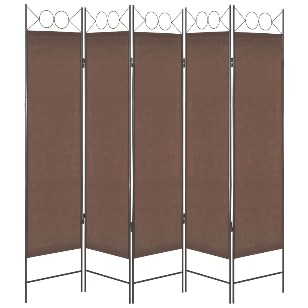 vidaXL 5-Panel Room Divider Brown 200x180 cm