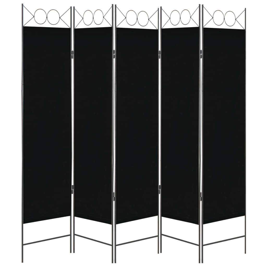 vidaXL 5-panels rumdeler 200 x 180 cm sort