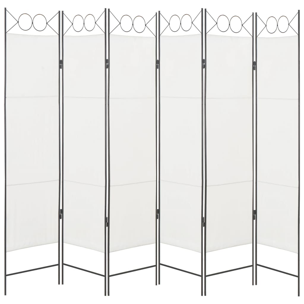vidaXL Romdeler med 6 paneler hvit 240x180 cm