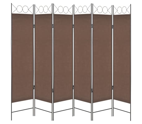 vidaXL Biombo divisor de 6 paneles marrón 240x180 cm