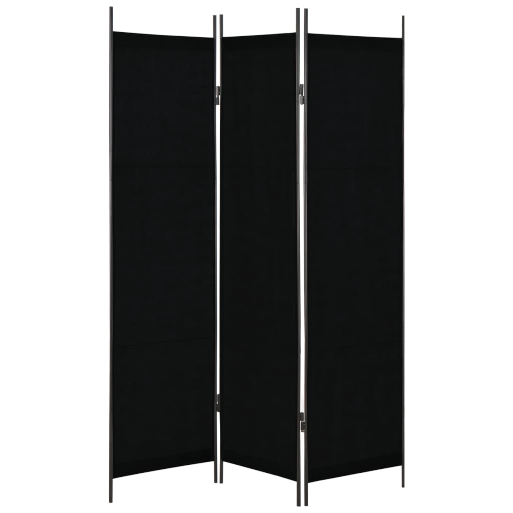 vidaXL Biombo divisor de 3 paneles negro 150x180 cm