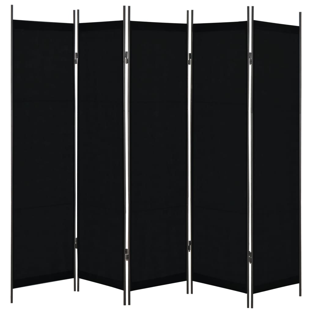 vidaXL Cloison de séparation 5 panneaux Noir 250 x 180 cm