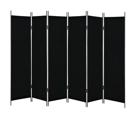 vidaXL 6-Panel Room Divider Black 300x180 cm