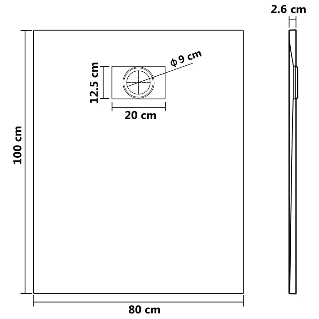 Shower Base Pan with Center Drain Shower Tray Bath Pan SMC Rectangular vidaXL - Picture 75 of 96