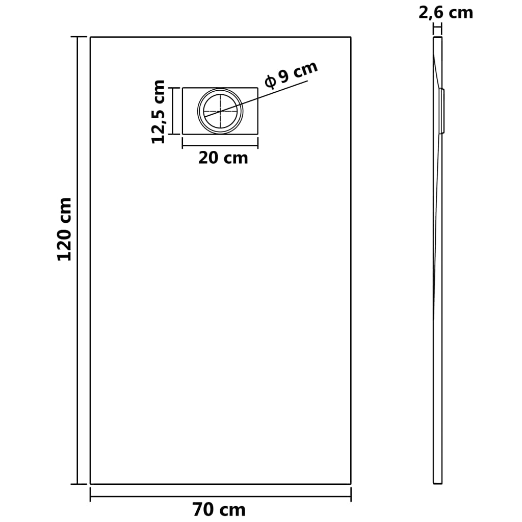 Shower Base Pan with Center Drain Shower Tray Bath Pan SMC Rectangular vidaXL - Picture 87 of 96