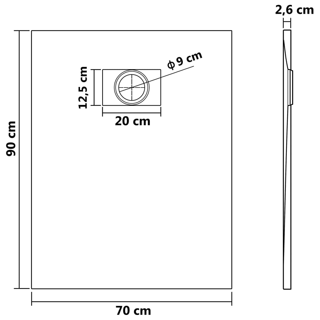Shower Base Pan with Center Drain Shower Tray Bath Pan SMC Rectangular vidaXL - Picture 33 of 96