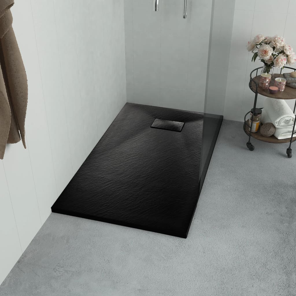 vidaXL Duschwanne SMC Schwarz 90×70 cm