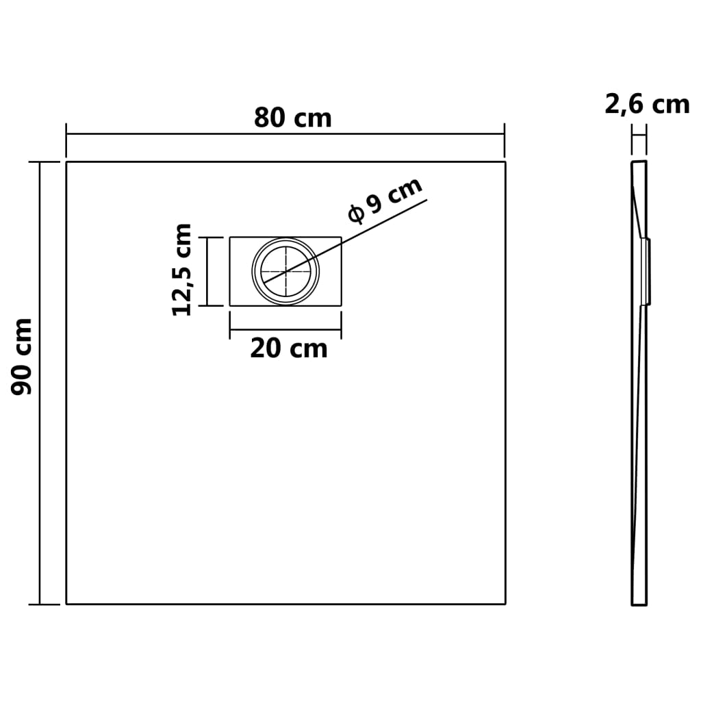 Shower Base Pan with Center Drain Shower Tray Bath Pan SMC Rectangular vidaXL - Picture 45 of 96