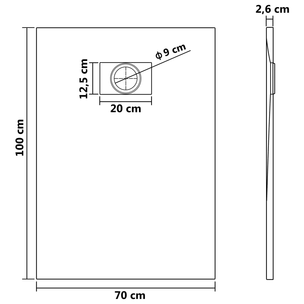 Shower Base Pan with Center Drain Shower Tray Bath Pan SMC Rectangular vidaXL - Picture 69 of 96