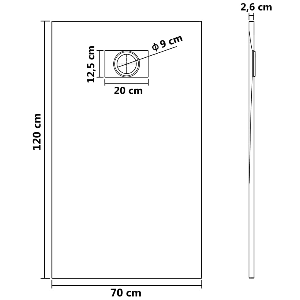 Shower Base Pan with Center Drain Shower Tray Bath Pan SMC Rectangular vidaXL - Picture 93 of 96