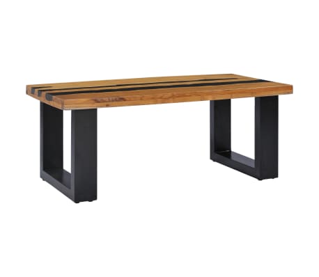 vidaXL Salongbord 100x50x40 cm heltre teak og lavastein