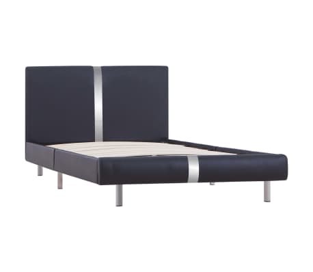 vidaXL ベッドフレーム ブラック 合成皮革 90x200cm