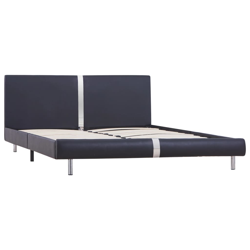 vidaXL Cadru de pat, negru, 180 x 200 cm, piele ecologică