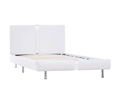 vidaXL Estructura de cama de cuero sintético blanco 90x200 cm