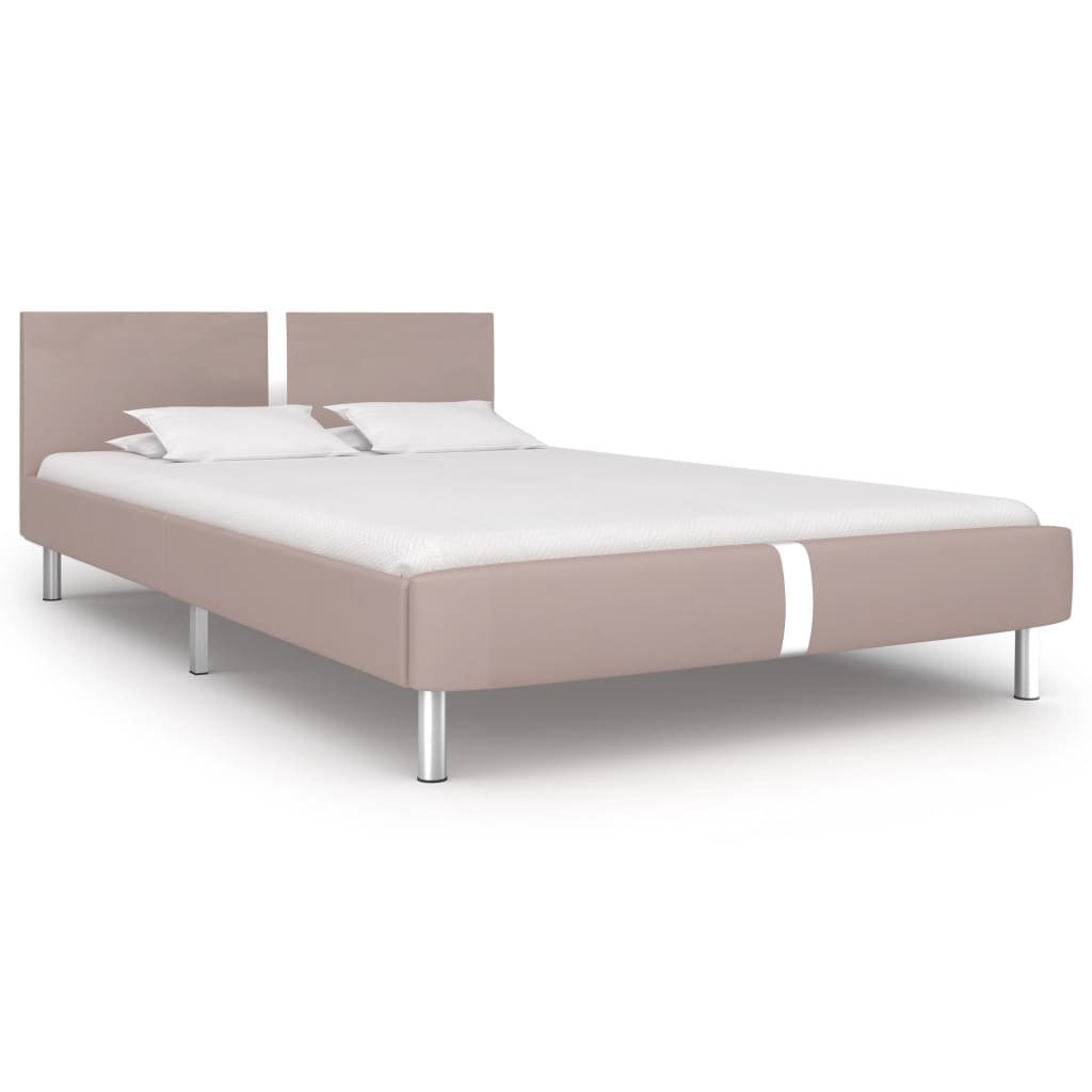 vidaXL Cadru de pat, cappuccino, 120 x 200 cm, piele ecologică