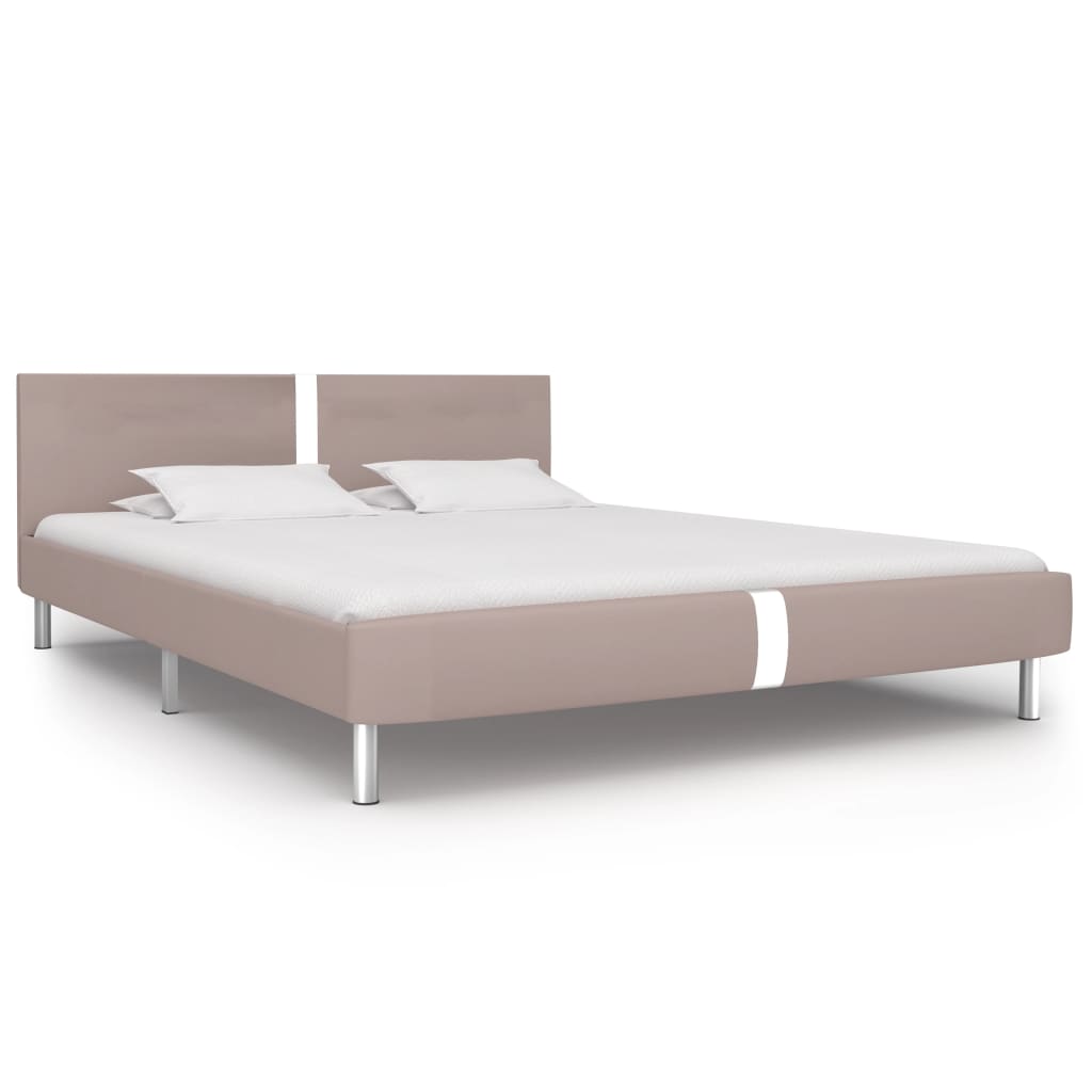 vidaXL Cadru de pat, cappuccino, 160 x 200 cm, piele ecologică vidaxl.ro
