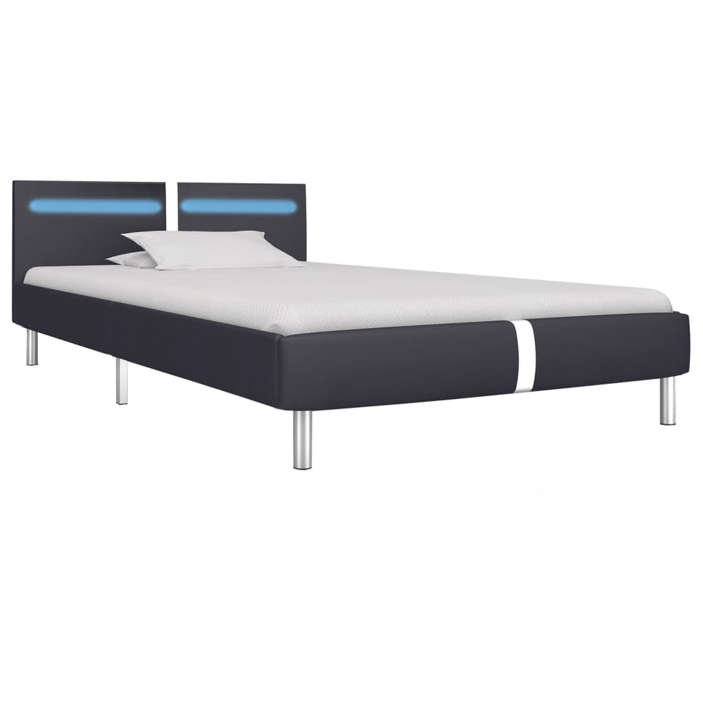 vidaXL Cadre de lit avec LED sans matelas noir similicuir 90x200 cm