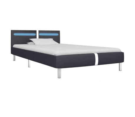 vidaXL Cadre de lit avec LED sans matelas noir similicuir 90x200 cm