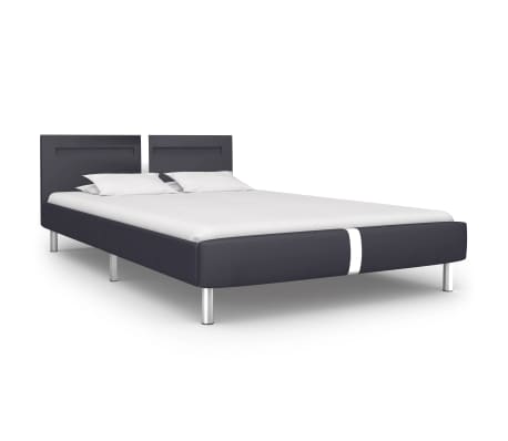 vidaXL Cadru de pat cu LED-uri, negru, 120 x 200 cm, piele ecologică